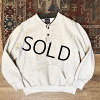 90's【USA製】【ビンテージ】【HILTON】【グレー×黒】【ヘンリーネックスウェット】Ｍ 