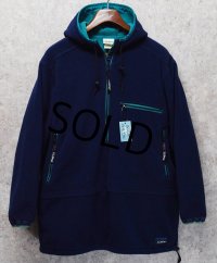 90's 【L.L.Bean】ビンテージ【ＬＬビーン】ポーラテック【WIND BLOCK SERIES】紺ｘエメラルドグリーン【ハーフジップフリースパーカー】アノラック サイズW-L 