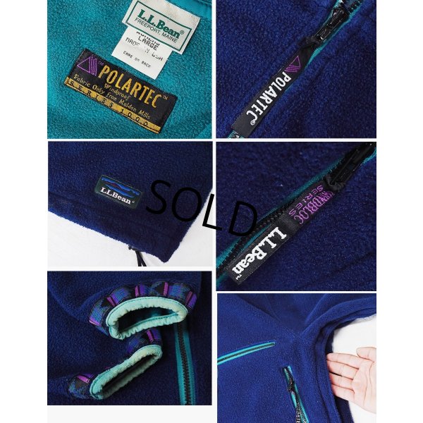 画像2: 90's 【L.L.Bean】ビンテージ【ＬＬビーン】ポーラテック【WIND BLOCK SERIES】紺ｘエメラルドグリーン【ハーフジップフリースパーカー】アノラック サイズW-L 