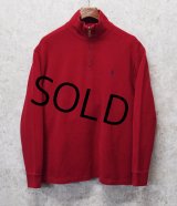 【ラルフローレン】POLO RALPH LAUREN【赤】【無地】【ハーフジップ】【コットンセーター】【サイズL】  