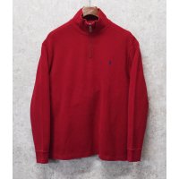 【ラルフローレン】POLO RALPH LAUREN【赤】【無地】【ハーフジップ】【コットンセーター】【サイズL】  