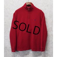 【ラルフローレン】POLO RALPH LAUREN【赤】【無地】【ハーフジップ】【コットンセーター】【サイズL】  