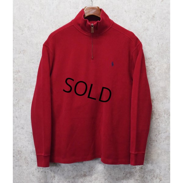 画像1: 【ラルフローレン】POLO RALPH LAUREN【赤】【無地】【ハーフジップ】【コットンセーター】【サイズL】  
