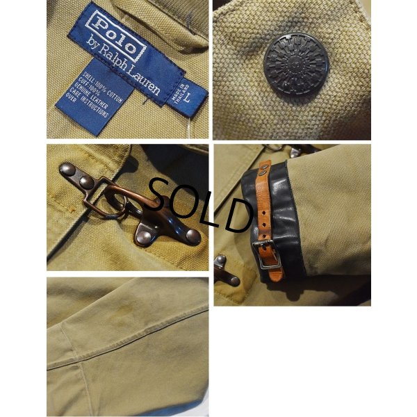 画像2: 90's【ビンテージ】【ラルフローレン】POLO RALPH LAUREN 袖黒レザー ベージュ 【ファイヤーマンジャケット】 【サイズL】 