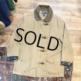 90's【ビンテージ】【ラルフローレン】POLO RALPH LAUREN 袖黒レザー ベージュ 【ファイヤーマンジャケット】 【サイズL】 