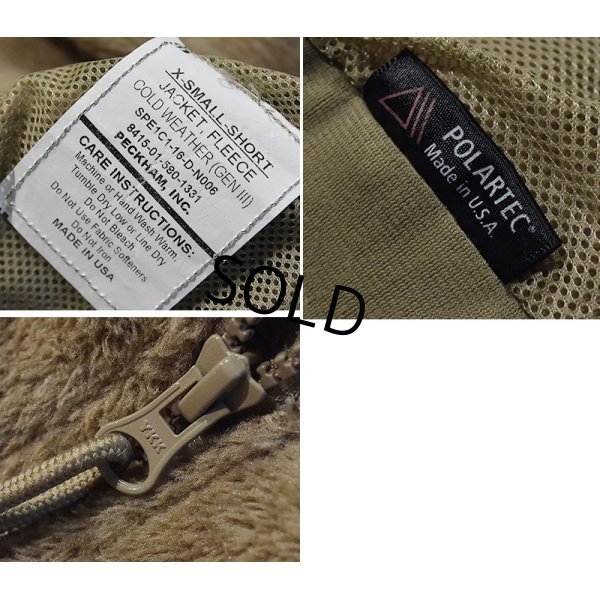 画像2: U.S.ARMY【米軍実物】【GEN3】【GENIII】【PECKHAM社製】【Polartec】コヨーテ【ポーラテックフリース】【XS-SHORT】 