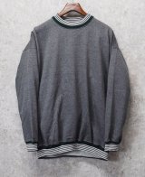 90's デッドストック 【USA製】【FAMOUS】【グレー×リブ緑ライン】リブボーダー【スウェット】【サイズXＬ】 