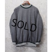 90's デッドストック 【USA製】【FAMOUS】【グレー×リブ緑ライン】リブボーダー【スウェット】【サイズXＬ】 