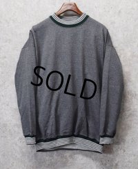 90's デッドストック 【USA製】【FAMOUS】【グレー×リブ緑ライン】リブボーダー【スウェット】【サイズXＬ】 