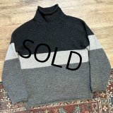【J.crew】【Ｊクルー】【黒ｘグレーｘチャコール】【ロールネックウールセーター】【サイズＳ】 