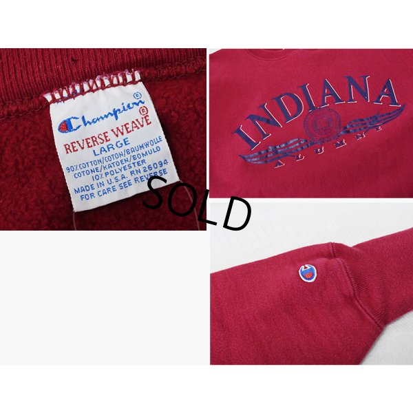 画像2: 90's【USA製】ビンテージ【チャンピオン】【Champion】【リバースウィーブ】【Indiana Alumni】【カレッジスウェット】【エンジ】【サイズL】 