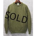アイルランド製【Aran Isle Knitwear】【緑】【アランセーター】フィッシャーマンセーター サイズM　 