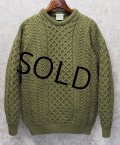 アイルランド製【Aran Isle Knitwear】【緑】【アランセーター】フィッシャーマンセーター サイズM　 