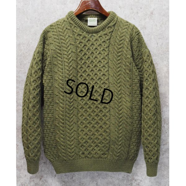画像1: アイルランド製【Aran Isle Knitwear】【緑】【アランセーター】フィッシャーマンセーター サイズM　 