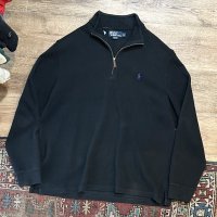 【ラルフローレン】POLO RALPH LAUREN【黒】【無地】【ハーフジップ】【コットンセーター】【サイズXL】  