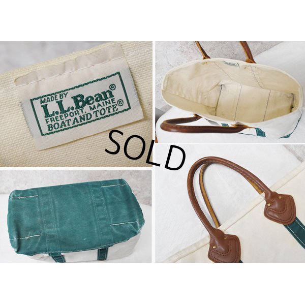 画像2: 80's【ビンテージ】【L.L.bean】【レザーハンドル】【エルエルビーン】生成りｘ緑【キャンバス】【トートバッグ】【キャンパストート】 