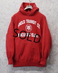 90’s　【USA製】【ビンテージ】【Champion】【チャンピオン】【リバースウィーブ】【赤】【ARNOLD TRANSIT~】【パーカー】【サイズXL】 