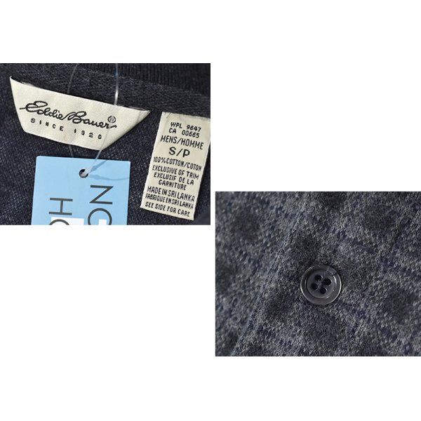 画像2: ビンテージ【Eddie Bauer】【エディーバウアー】【白タグ】【黒ｘグレー】【チェック】【長袖ポロシャツ】【サイズS】 