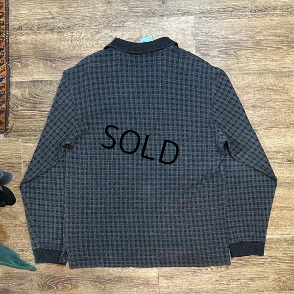 画像3: ビンテージ【Eddie Bauer】【エディーバウアー】【白タグ】【黒ｘグレー】【チェック】【長袖ポロシャツ】【サイズS】 