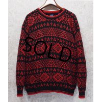 【ビンテージ】【オールドギャップ】【GAP】【赤×黒】【雪柄】【コットンセーター】【サイズＭ】 