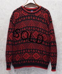 【ビンテージ】【オールドギャップ】【GAP】【赤×黒】【雪柄】【コットンセーター】【サイズＭ】 