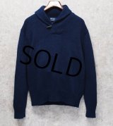 【ラルフローレン】【POLO RALPH LAUREN】【紺】コットンリネン【ショールカラーセーター】【サイズM】 