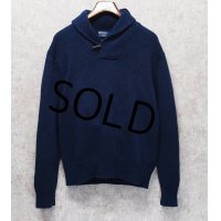 【ラルフローレン】【POLO RALPH LAUREN】【紺】コットンリネン【ショールカラーセーター】【サイズM】 