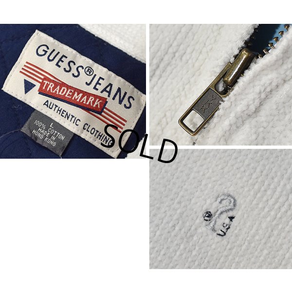 画像2: 【GUESS JEANS】【ゲスジーンズ】【ビンテージ】【中綿入り】【白】【スタンドカラー】【コーデュロイブルゾン】【サイズL】