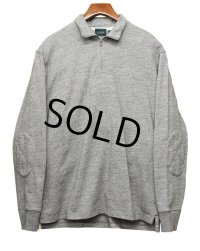 【Ｊクルー】【J-crew】【霜降りグレー】【ハーフジップ】エルボーパッチ付き ラガーシャツ【長袖ポロシャツ 】【サイズＭ】 
