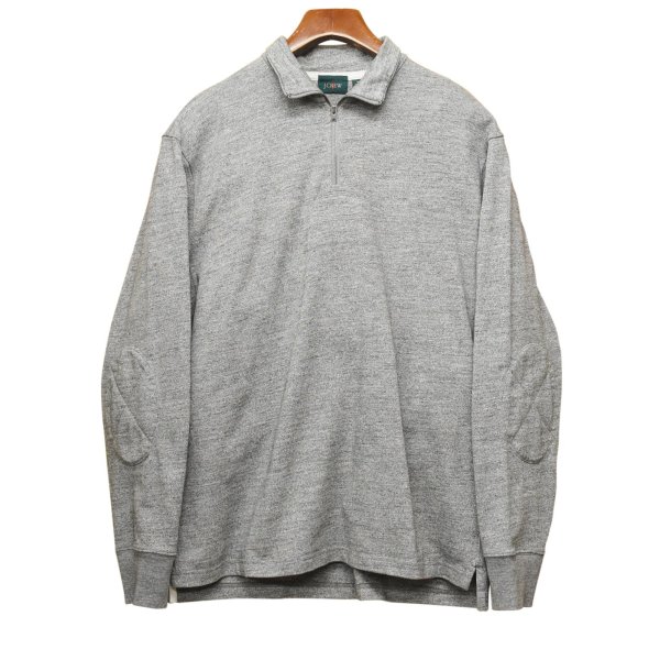画像1: 【Ｊクルー】【J-crew】【霜降りグレー】【ハーフジップ】エルボーパッチ付き ラガーシャツ【長袖ポロシャツ 】【サイズＭ】 