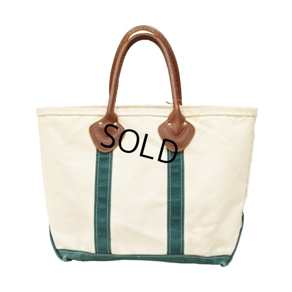 画像3: 80's【ビンテージ】【L.L.bean】【レザーハンドル】【エルエルビーン】生成りx緑【キャンバス】【トートバッグ】【キャンパストート】