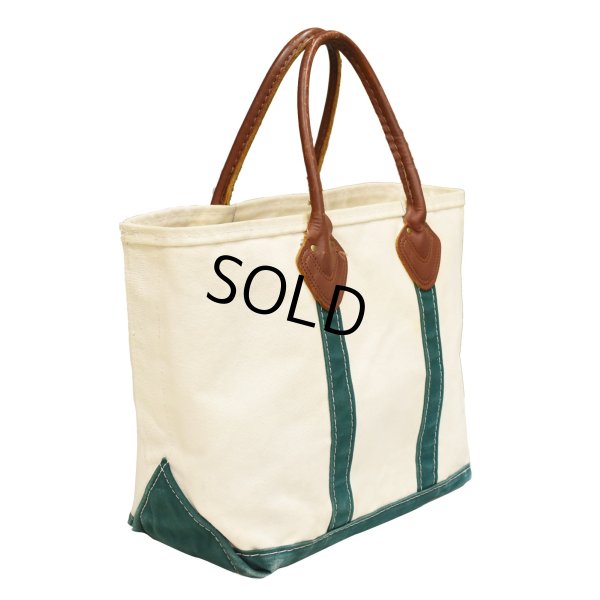 画像6: 80's【ビンテージ】【L.L.bean】【レザーハンドル】【エルエルビーン】生成りx緑【キャンバス】【トートバッグ】【キャンパストート】