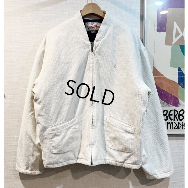 画像1: 【GUESS JEANS】【ゲスジーンズ】【ビンテージ】【中綿入り】【白】【スタンドカラー】【コーデュロイブルゾン】【サイズL】