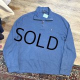 【ラルフローレン】POLO RALPH LAUREN【ESTATE RIB】【青色】【無地】【ハーフジップ】【コットンセーター】【サイズL】  