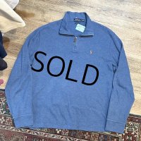 【ラルフローレン】POLO RALPH LAUREN【ESTATE RIB】【青色】【無地】【ハーフジップ】【コットンセーター】【サイズL】  