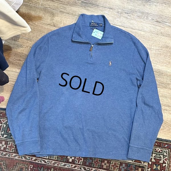 画像1: 【ラルフローレン】POLO RALPH LAUREN【ESTATE RIB】【青色】【無地】【ハーフジップ】【コットンセーター】【サイズL】