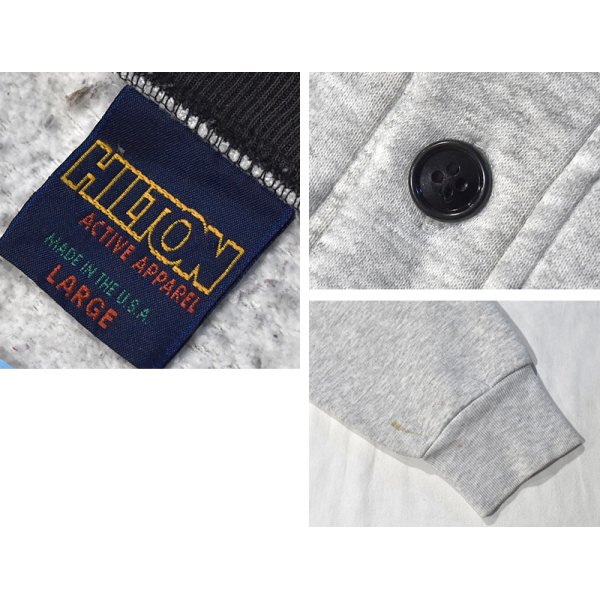 画像2: 90's【USA製】【ビンテージ】【HILTON】【グレー×黒】【ヘンリーネックスウェット】Ｍ 