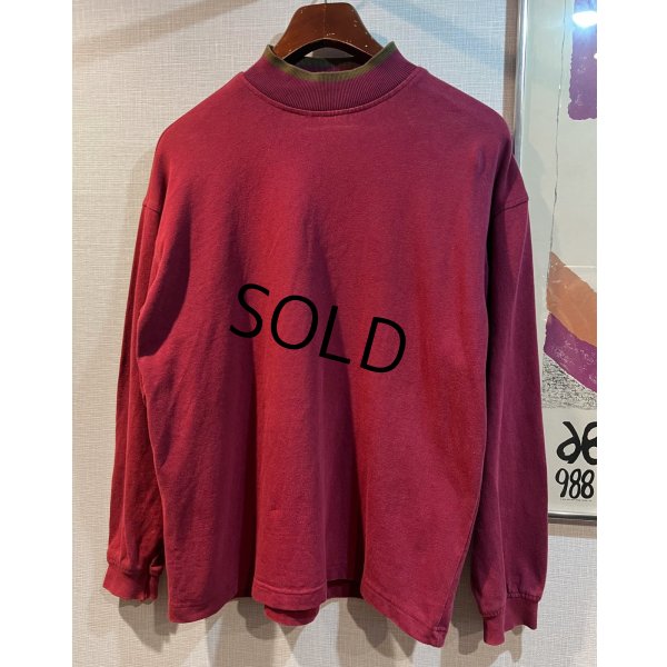 画像1: 【オールドギャップ】【GAP】エンジx緑【コットン】【モックネックロンT】【サイズS】