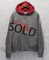 90’s【ラルフローレン】67th RL【バックプリント付き】【グレーｘ赤】【パーカー】【サイズＸＬ】 