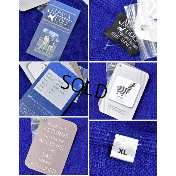 画像2: デッドストック【ビンテージ】【ALPACA GOLF】 アルパカゴルフ【青】【アルパカ】【Vネックセーター】サイズXL 