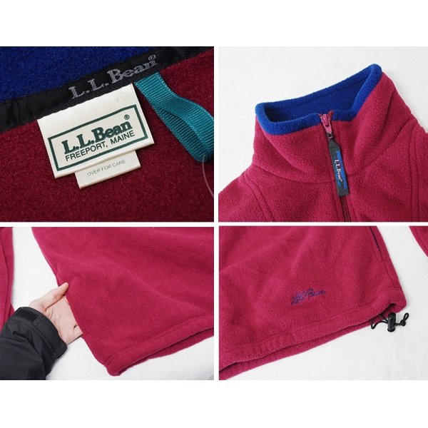 画像2: ほぼ未使用 90's【USA製】【ビンテージ】L.L.Bean【ＬＬビーン】【エンジ】【ハーフジップ】【フリース】プルオーバーフリース レディース古着【サイズW-S】 