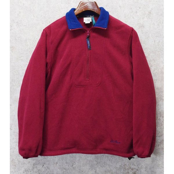 画像1: ほぼ未使用 90's【USA製】【ビンテージ】L.L.Bean【ＬＬビーン】【エンジ】【ハーフジップ】【フリース】プルオーバーフリース レディース古着【サイズW-S】 