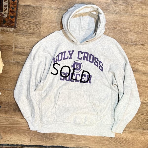 画像1: 【80's】【USA製】【ビンテージ】【チャンピオン】【Champion】HOLY CROSS〜　【トリコタグ】【グレー】【リバースウィーブパーカー】【サイズL】 