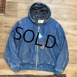USA製 ビンテージ【carhartt】【カーハート】【デニム地ｘ裏地ブランケット】アクティブパーカー【フルジップパーカー】【サイズM】 