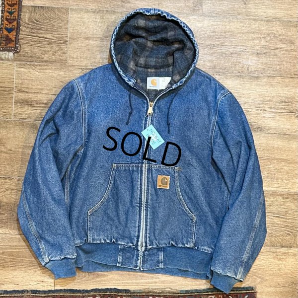 画像1: USA製 ビンテージ【carhartt】【カーハート】【デニム地ｘ裏地ブランケット】アクティブパーカー【フルジップパーカー】【サイズM】 