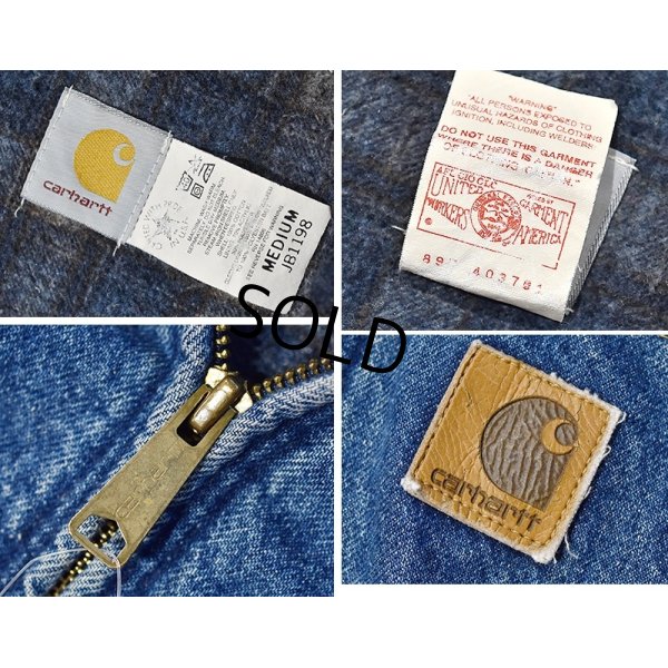 画像2: USA製 ビンテージ【carhartt】【カーハート】【デニム地ｘ裏地ブランケット】アクティブパーカー【フルジップパーカー】【サイズM】 