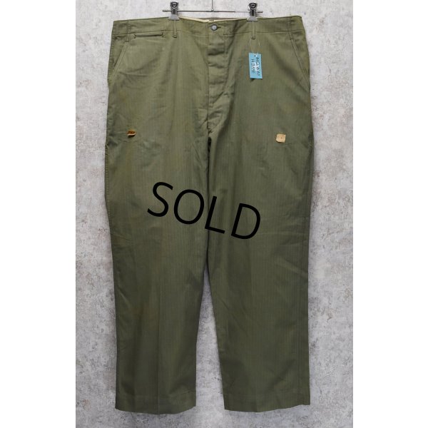 画像2: 【デッドストック】40's【ビンテージ】【米軍実物】U.S.ARMY【M-42】【HBTパンツ】フィールドトラウザーズ【44×31】  