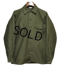 デッドストック【60's】【U.S.ARMY】【米軍実物】【ビンテージ】【OG107】平ボタン【ユーティリティシャツ】【14 1/2×33】 