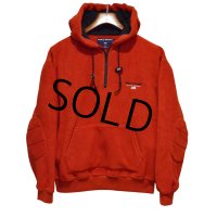 90's~ デッドストック【POLO SPORT】【ポロスポーツ】【ビンテージ】【ラルフローレン】赤×黒【ハーフジップフリースパーカー】【フリースアノラックパーカー】【サイズＭ】 