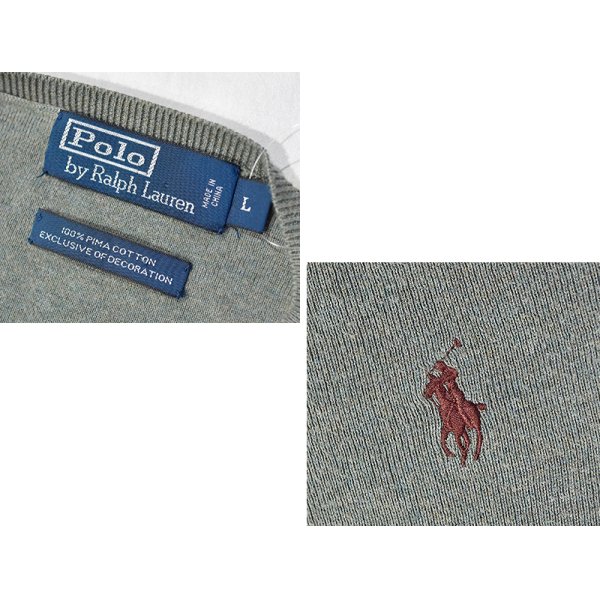 画像2: ビンテージ【ラルフローレン】POLO RALPH LAUREN【若草色】【Vネック】【コットンセーター】【サイズL】  
